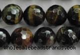 CTE727 15.5 inches 18mm faceted round yellow & blue tiger eye beads