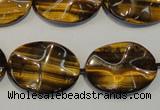 CTE832 15.5 inches 18*25mm wavy oval yellow tiger eye beads