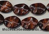 CTE858 15.5 inches 13*18mm wavy oval red tiger eye beads