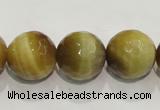 CTE905 15.5 inches 14mm faceted round golden tiger eye beads