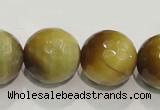 CTE907 15.5 inches 18mm faceted round golden tiger eye beads