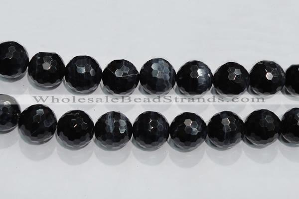 CTE928 15.5 inches 20mm faceted round silver tiger eye beads