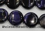 CTE964 15.5 inches 18mm flat round dyed blue tiger eye beads