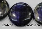 CTE966 15.5 inches 30mm flat round dyed blue tiger eye beads