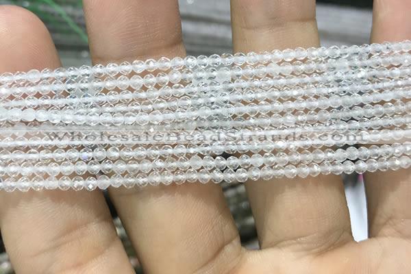 CTG1015 15.5 inches 2mm faceted round tiny white crystal beads