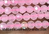 CTG1017 15.5 inches 2mm faceted round tiny rose quartz beads