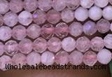 CTG1018 15.5 inches 2mm faceted round tiny rose quartz beads