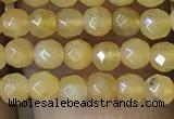 CTG1149 15.5 inches 3mm faceted round tiny yellow jade beads