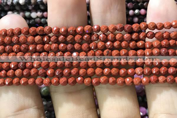 CTG1159 15.5 inches 3mm faceted round tiny red jasper beads