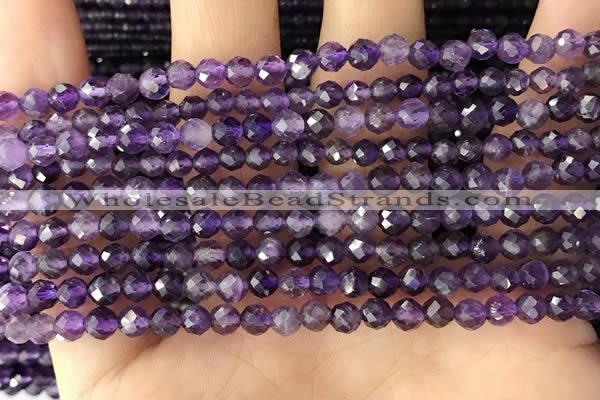 CTG1344 15.5 inches 4mm faceted round amethyst gemstone beads