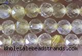 CTG1361 15.5 inches 3mm faceted round golden rutilated quartz beads