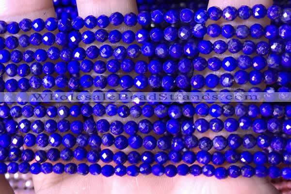 CTG1520 15.5 inches 3mm faceted round lapis lazuli beads