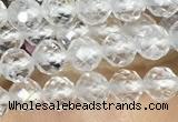 CTG1530 15.5 inches 4mm faceted round white crystal beads wholesale