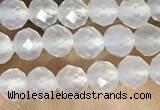 CTG1552 15.5 inches 4mm faceted round white agate beads wholesale