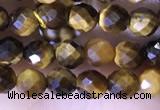 CTG1559 15.5 inches 4mm faceted round yellow tiger eye beads