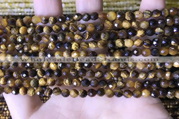 CTG1559 15.5 inches 4mm faceted round yellow tiger eye beads