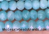 CTG1611 15.5 inches 3*4mm faceted rondelle tiny amazonite beads