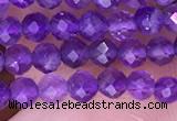 CTG1624 15.5 inches 3mm faceted round tiny amethyst beads