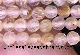 CTG1630 15.5 inches 3mm faceted round tiny golden rutilated quartz beads