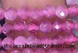 CTG1640 15.5 inches 3mm faceted round tiny pink tourmaline beads