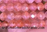 CTG1647 15.5 inches 3mm faceted round tiny strawberry quartz beads