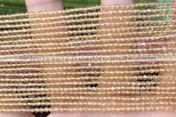 CTG2114 15 inches 2mm faceted round tiny quartz glass beads