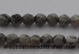 CTG215 15.5 inches 3mm faceted round tiny grey picture jasper beads