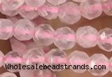 CTG2500 15.5 inches 4mm faceted round rose quartz beads