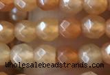 CTG2519 15.5 inches 4mm faceted round red aventurine beads