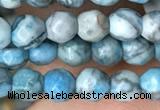 CTG2535 15.5 inches 4mm faceted round blue crazy lace agate beads