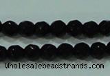 CTG30 15.5 inches 3mm faceted round black agate beads wholesale