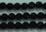 CTG32 15.5 inches 6mm faceted round black agate beads wholesale