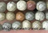 CTG3547 15.5 inches 4mm faceted round silver leaf jasper beads