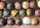 CTG3552 15.5 inches 4mm faceted round picasso jasper beads