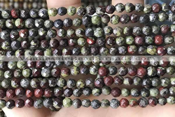 CTG3562 15.5 inches 4mm faceted round dragon blood jasper beads