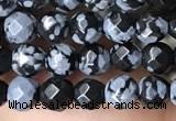 CTG3595 15.5 inches 4mm faceted round snowflake obsidian beads