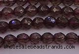 CTG511 15.5 inches 4mm faceted round tiny smoky quartz beads