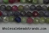 CTG552 15.5 inches 4mm faceted round tiny mixed gemstone beads