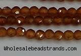 CTG554 15.5 inches 4mm faceted round tiny orange garnet beads