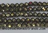 CTG646 15.5 inches 3mm faceted round golden pyrite beads