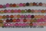 CTG651 15.5 inches 2mm faceted round tourmaline gemstone beads