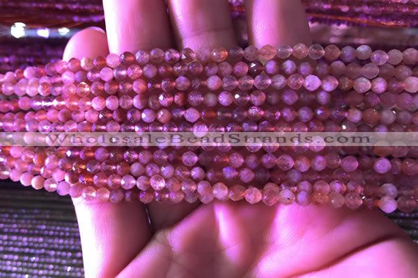 CTG722 15.5 inches 3mm faceted round tiny golden sunstone beads