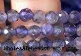 CTG755 15.5 inches 4mm faceted round tiny iolite gemstone beads