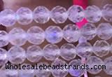 CTG835 15.5 inches 4mm faceted round tiny white moonstone beads