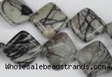 CTJ264 15.5 inches 15*15mm diamond black water jasper beads