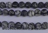 CTJ400 15.5 inches 4mm round matte black water jasper beads