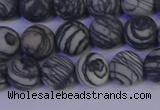 CTJ402 15.5 inches 8mm round matte black water jasper beads