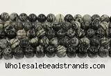 CTJ414 15.5 inches 12mm round black water jasper gemstone beads wholesale