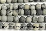 CTJ430 15 inches 4mm round matte black water jasper beads