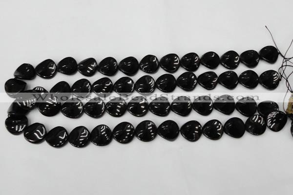 CTO129 15.5 inches 16mm twisted coin black tourmaline beads